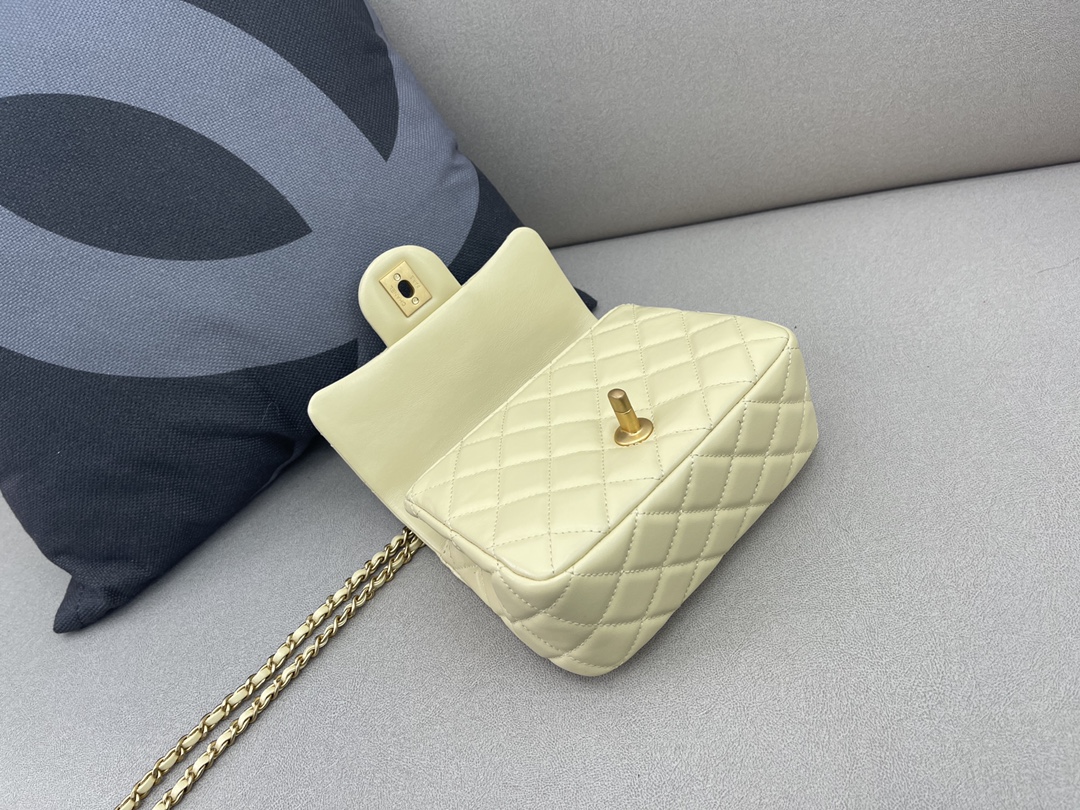 Mini Classic Flap Lambskin Bag AS1786 Light Yellow/Gold